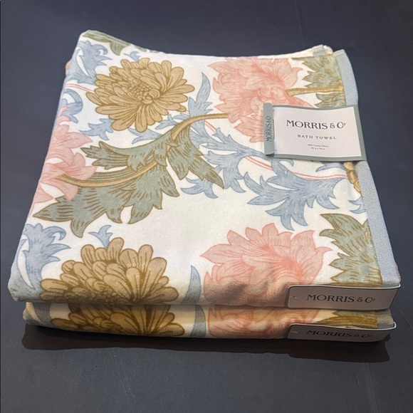 2pc MORRIS & CO 100% Cotton Velour Bath Towel Set - Chrysathem - Picture 9 of 10
